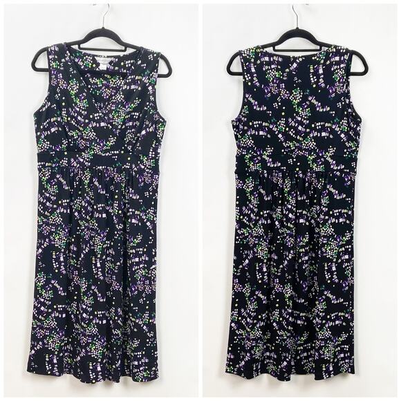 2/$30 Christopher & Banks Medium Black Print Sleeveless A-line Dress - Picture 1 of 6